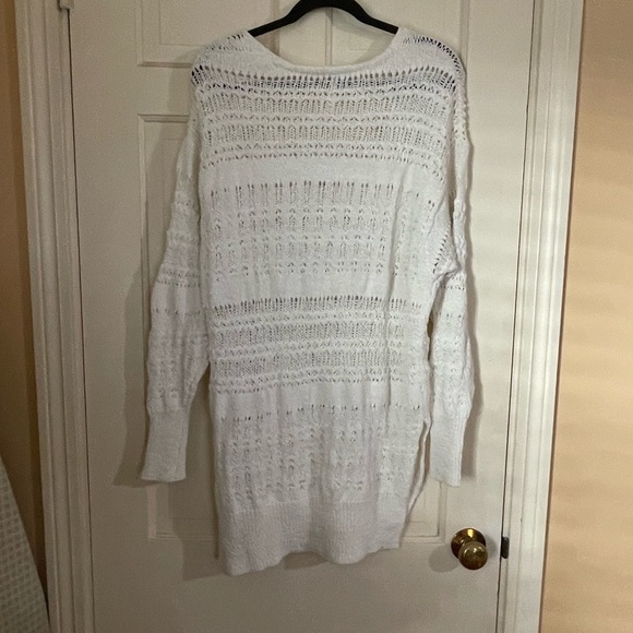 Free People Women's Size Small Songbird Ivory Oversized Nubby V-neck Sweater - Picture 7 of 11